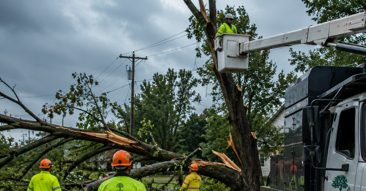Checotah Tree Service crew responding to an emergency tree in Muskogee, Oklahoma